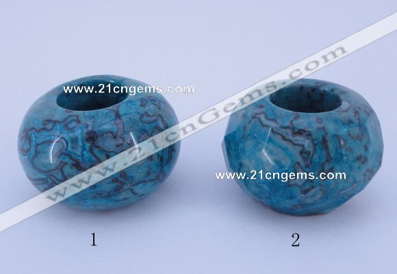 CLO28 19*30mm rondelle loose dyed picture jasper gemstone beads wholesale