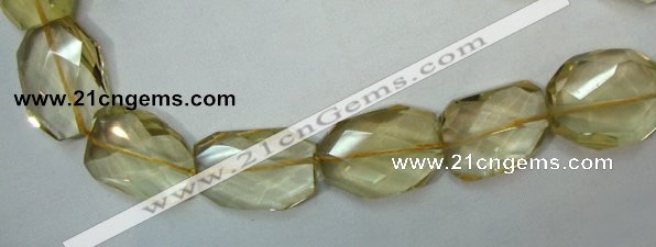 CLQ05 faceted freeform brick natural lemon quartz beads