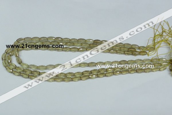CLQ10 15.5 inches 6*10mm faceted rice natural lemon quartz beads