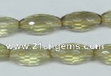 CLQ12 15.5 inches 10*20mm faceted rice natural lemon quartz beads