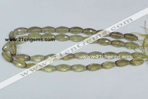 CLQ12 15.5 inches 10*20mm faceted rice natural lemon quartz beads