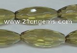 CLQ14 15.5 inches 12*30mm faceted rice natural lemon quartz beads