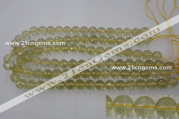 CLQ164 15.5 inches 12mm faceted round natural lemon quartz beads