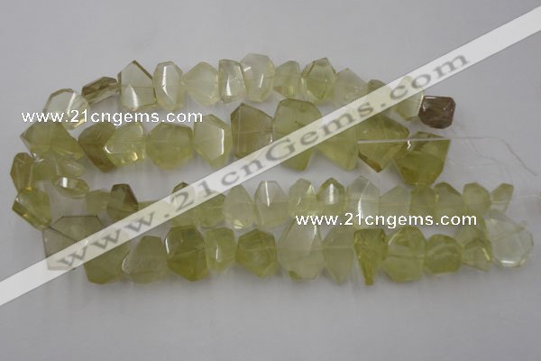 CLQ173 13*18mm – 20*28mm faceted nuggets natural lemon quartz beads