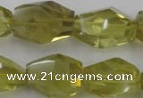 CLQ175 14*20mm – 16*28mm faceted nuggets natural lemon quartz beads