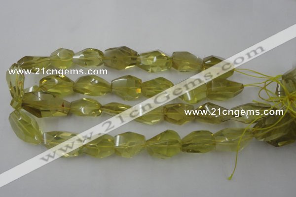 CLQ175 14*20mm – 16*28mm faceted nuggets natural lemon quartz beads