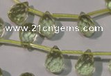 CLQ250 Top-drilled 8*12mm faceted teardrop natural lemon quartz beads