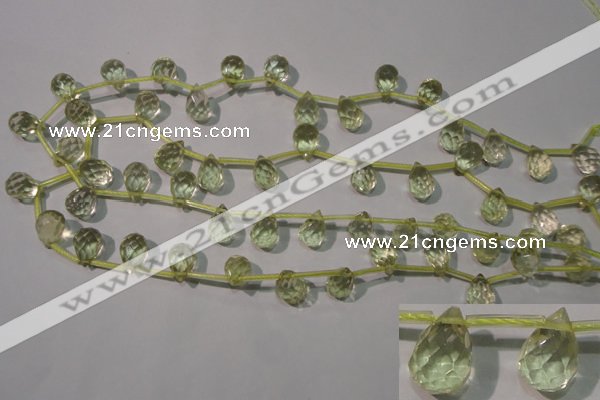 CLQ250 Top-drilled 8*12mm faceted teardrop natural lemon quartz beads