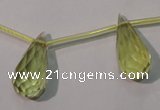 CLQ252 Top-drilled 10*20mm faceted teardrop natural lemon quartz beads