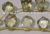 CLQ254 Top-drilled 12*16mm – 13*18mm faceted freeform lemon quartz beads