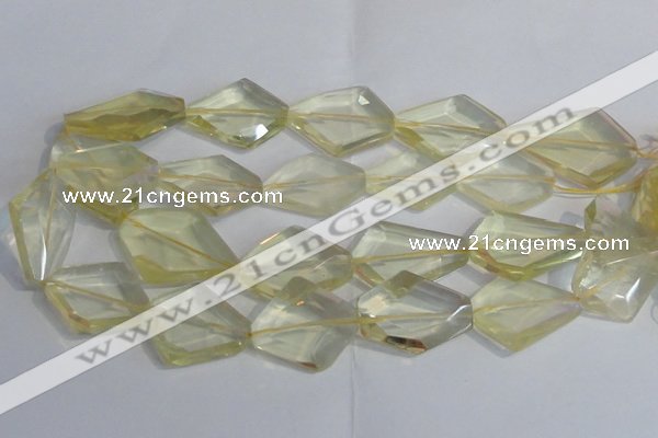 CLQ265 15.5 inches 20*25mm - 30*35mm faceted freeform lemon quartz beads