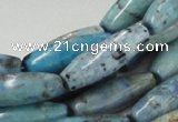 CLR08 16 inches 10*30mm rice larimar gemstone beads wholesale