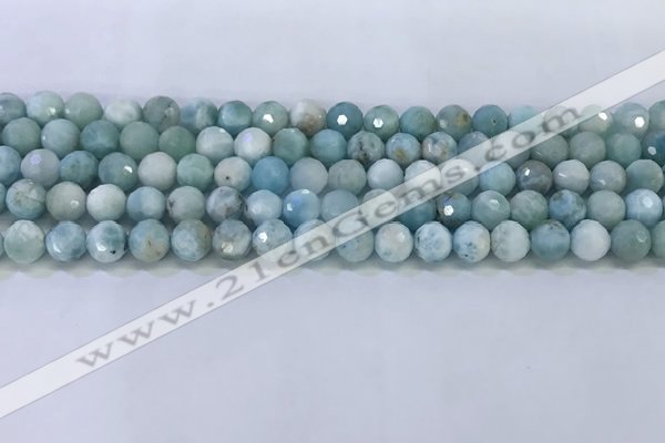 CLR118 15.5 inches 5.5mm faceted round larimar gemstone beads