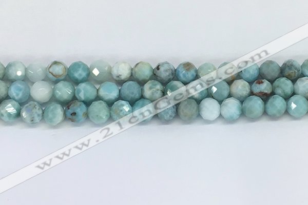 CLR119 15.5 inches 8mm faceted round larimar gemstone beads