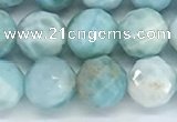 CLR120 15.5 inches 9mm faceted round larimar gemstone beads