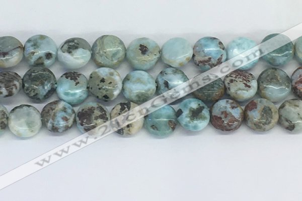 CLR129 15.5 inches 10mm flat round larimar gemstone beads