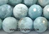 CLR156 15 inches 9mm faceted round larimar gemstone beads