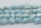 CLR25 15.5 inches 6*8mm nugget natural larimar gemstone chips beads