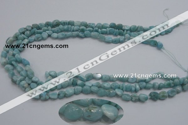 CLR33 15.5 inches 7*8mm nugget natural larimar gemstone beads