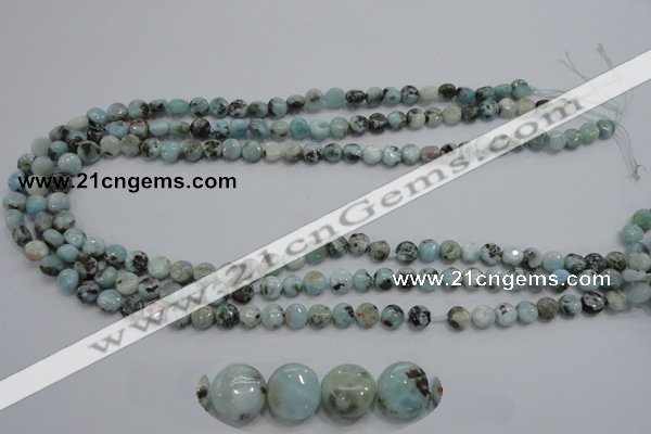 CLR34 15.5 inches 7mm flat round natural larimar gemstone beads