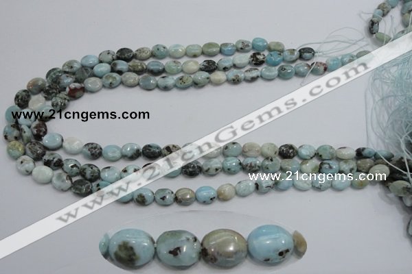 CLR36 15.5 inches 8*10mm oval natural larimar gemstone beads