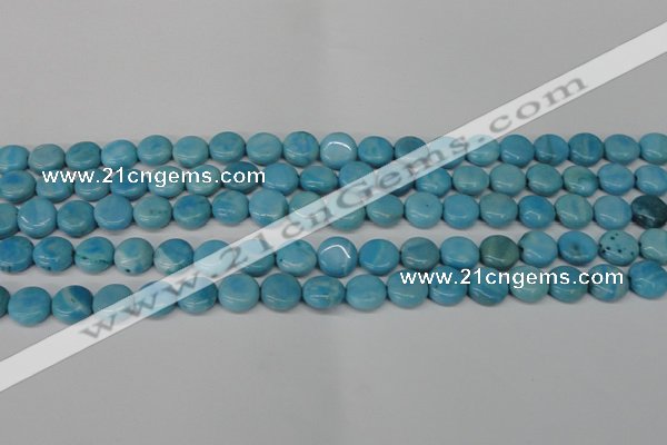 CLR360 15.5 inches 10mm flat round dyed larimar gemstone beads