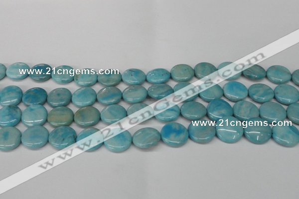 CLR362 15.5 inches 14mm flat round dyed larimar gemstone beads