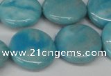 CLR365 15.5 inches 20mm flat round dyed larimar gemstone beads