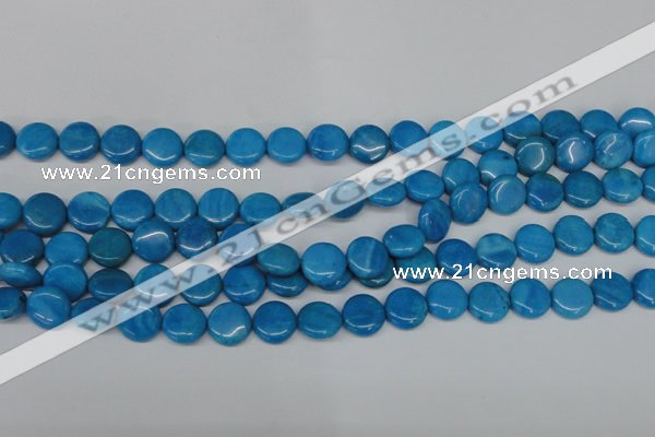 CLR410 15.5 inches 10mm flat round dyed larimar gemstone beads