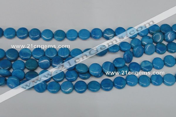 CLR412 15.5 inches 14mm flat round dyed larimar gemstone beads