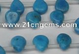 CLR448 Top drilled 8*10mm flat teardrop dyed larimar gemstone beads