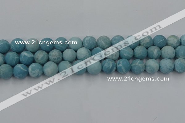 CLR614 15.5 inches 12mm round matte imitation larimar beads