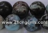 CLR65 15.5 inches 14mm round natural larimar gemstone beads