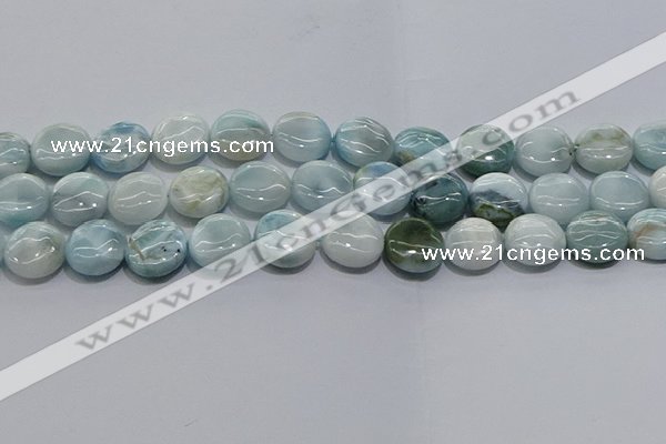 CLR85 15.5 inches 12mm flat round larimar gemstone beads