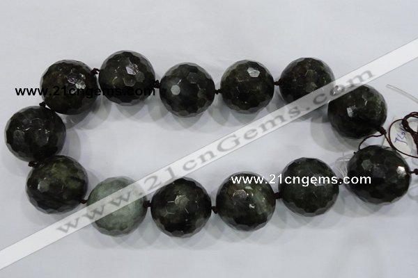 CLS03 15.5 inches 30mm faceted round large black labradorite beads