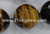 CLS06 15.5 inches 30mm faceted round large yellow tiger eye beads