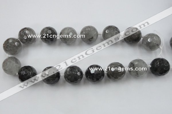 CLS105 15.5 inches 25mm faceted round large cloudy quartz beads