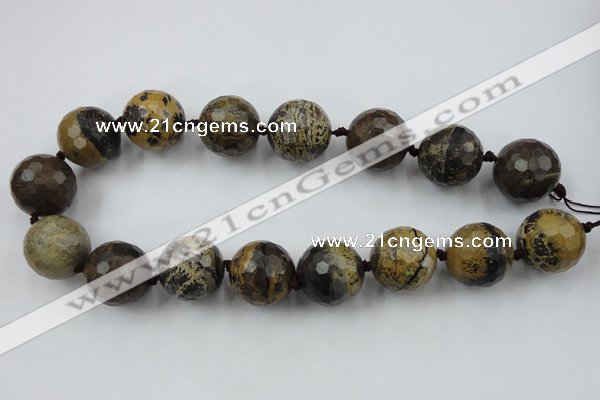 CLS108 15.5 inches 25mm faceted round artistic jasper beads