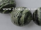 CLS11 15.5 inches 30mm faceted round large green silver line jasper beads