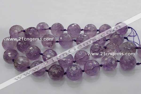 CLS110 15.5 inches 25mm faceted round large amethyst gemstone beads