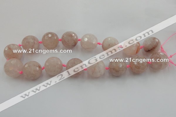 CLS111 15.5 inches 25mm faceted round large pink quartz beads