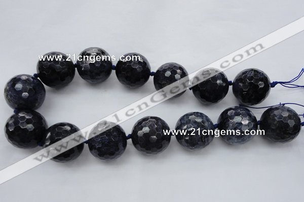 CLS12 15.5 inches 30mm faceted round large blue dumortierite beads