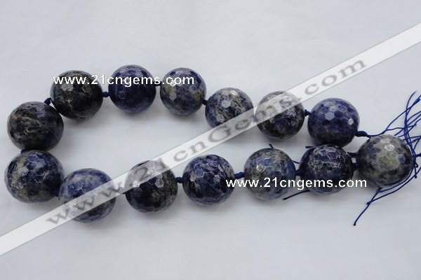 CLS14 15.5 inches 30mm faceted round large sodalite gemstone beads