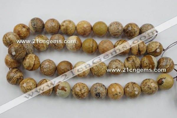 CLS151 15.5 inches 20mm faceted round picture jasper beads