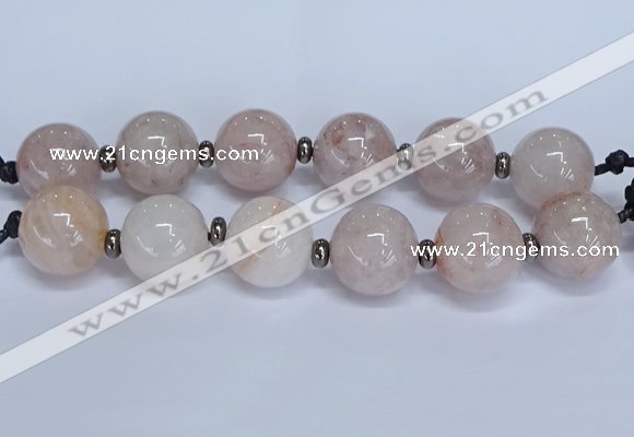 CLS250 7.5 inches 30mm round large pink quartz beads wholesale