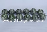 CLS254 7.5 inches 30mm round large green silver line jasper beads