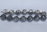 CLS301 7.5 inches 25mm faceted round large cloudy quartz beads