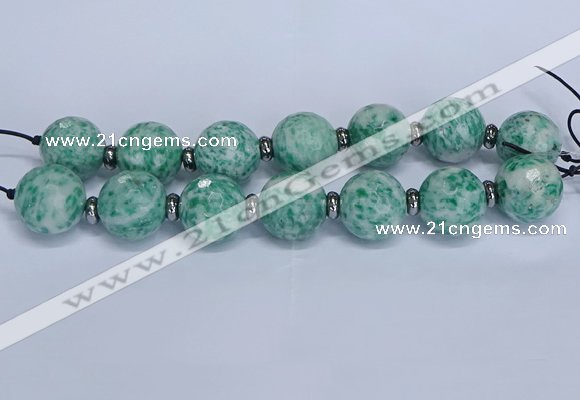 CLS302 7.5 inches 25mm faceted round large Qinghai jade beads