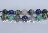 CLS305 7.5 inches 25mm faceted round mixed gemstone beads