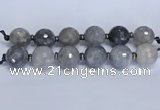 CLS351 7.5 inches 30mm faceted round large cloudy quartz beads